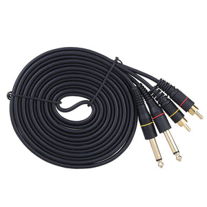 High quality 5ft Dual RCA Male Jack to Dual 6.35mm 1/4" TRS Male Plug Stereo Audio Cable Cord Wire for Mixer AV Amplifier