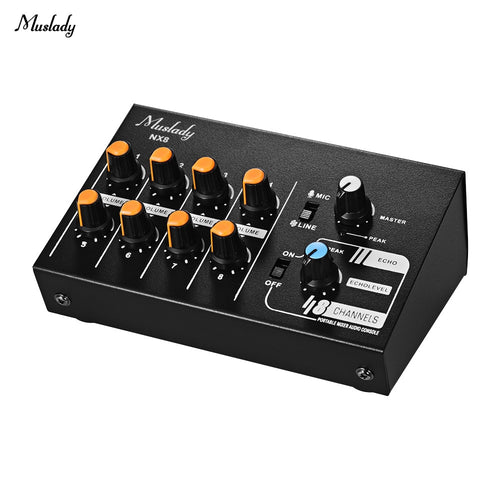 Muslady NX8 Ultra-compact 8 Channels Stereo Audio Sound Mixer Low Noise with Echo Function