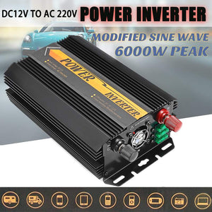 Inverter 12V 220V 6000W Peaks Auto Modified Sine Wave Voltage Transformer Power Inverter Converter Car Charge USB 3000W